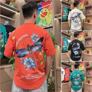 Summer Cotton Printed Short Sleeve T-Shirt Mens Fashionable Embroidered Tailored Fit Breathable round Neck Casual Top