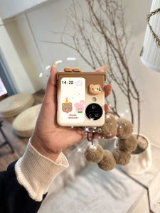 Ultra-Thin Plush Phone Case for OPPO Find N3 Flip Foldable Screen VibrOX Flip Autumn Winter Wristband Full Cover Female Style Cute New Year Protection Shell