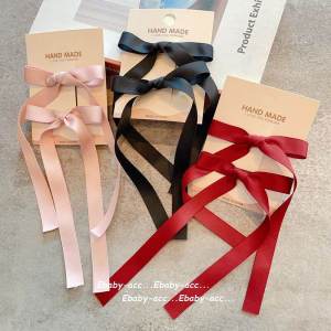 Elegant Black Wine Red Hair Accessories for Girls Butterfly Knot Hair Clips Elastic Bands Long Tail Ponytail Headwear Hairpins