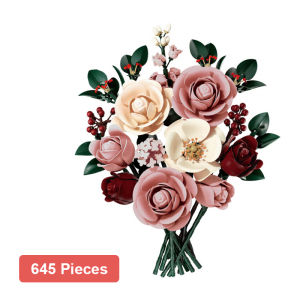 CONUSEA | Bloom Flower Bouquet Building Blocks Rose Anemone Set Flowers Botanical Collection Kit for Home Room Office Birthday Gifts