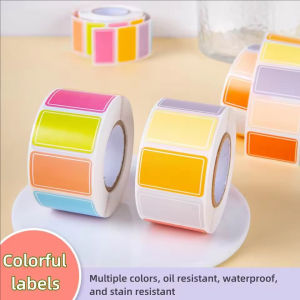 YESPERY สติกเกอร์ฉลากที่มีสีสัน500ชิ้น/ม้วนกันน้ำโลโก้ที่มีกาวในตัวสติ๊กเกอร์ชื่อที่เขียนด้วยลายมือสติ๊กเกอร์ดัชนี