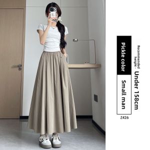 YAYANGREN | Black Pleated A-Line Long Skirt
