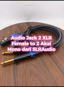 Kabel Audio Jack 2 XLR Female To 2 Akai Mono Kabel SPLAudio Warna Hitam