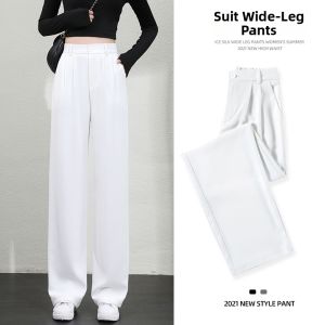 Autumn High-waist Drapey Plus-size Straight-leg Trousers