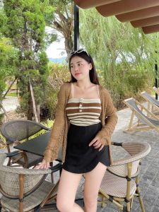 ชุดเซ็ต SpinnyHouse 🌈 2 ชิ้น สายเดี่ยว + เสื้อคลุมตาข่าย 🥯 ตัวกระดูมถูกสวยที่สุด ผ้าไหมพรมยืดเยอะ ทรงยืดตามตัว รุ่น สมหวัง