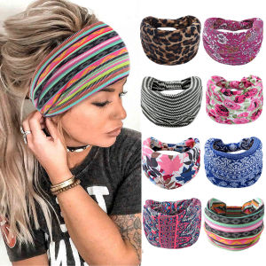 ยางรัดผมกีฬาพิมพ์ลายยืดหยุ่นกว้างสำหรับผู้หญิง ยางรัดผมโยคะย้อนยุค วัสดุอื่นๆ ไม่ติดเพชร ใหม่ล่าสุด สไตล์ยุโรป