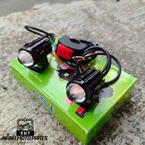 Lampu Tembak Sorot D2 Laser Minigun 2Pcs Plus Saklar Putih/Putih High Low Universal Semua Motor