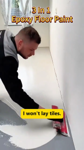3 In 1 Epoxy Floor Paint Outdoor Indoor Cement Floor Renovation Suitable For Warehouse Workshop Garage Office Gym Factory Playground Directly Apply Dust-proof Wear-resistant Coating