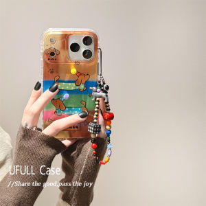 Colorful Stripe Sausage Dog Pattern Phone Case for 17Promax 16Pro New Model 13 14Pro Girl 15Pro Cartoon Anti-Fall Soft Shell