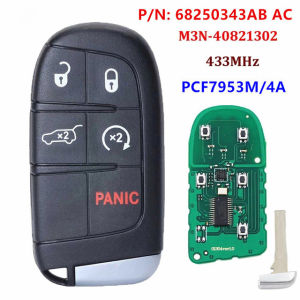 KEYECU Keyless Entry Remote Fob 3/4/5 Button Smart Proximity Key 433MHz for Jeep Compass 2017 2018 2019 2020 FCC: M3N-40821302