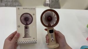 Yase Cute Bear Handheld Fan with Digital Battery Level Display - Portable Rechargeable Energy Efficient Unlockable Features for Women/Kids Travel