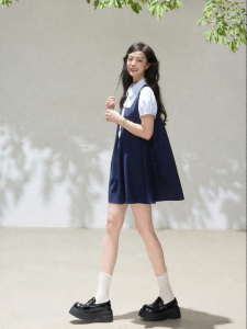 KEIKO | Fake Two Pieces Summer Young A-Line Babydoll Dress with Puff Sleeves Slim Fit