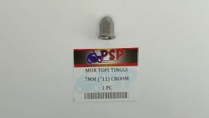 Mur Topi Tinggi 7mm K11 Croom (Harga Per 1 PC) - Mor Mur Ring Baut Baud Flange Fleng Pleng Topi Cap