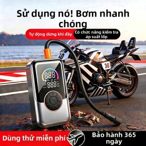 Bơm Điện Không Dây Cầm Tay Có Đồng Hồ Đo Áp Suất Lốp Cho Xe Đạp Điện Và Xe Máy