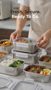 Amark Kitchen Collection 304 Stainless Steel Food Container | 250ML to 1600ML | Leakproof Bento Box