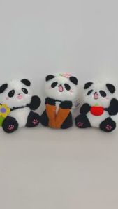 [HÌNH CLIP THẬT] Đồ chơi Móc khoá Gấu bông Gấu trúc cài hoa trái dâu dễ thương Phụ kiện đeo Balo Túi xách Nhồi bông 10