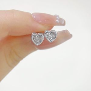 LAZO DIAMOND Full Heart Dancing Diamond Stud Earrings in 9k White Gold