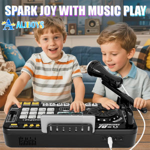 Kid DJ Mixer with Microphone Electronic Piano Keyboard Bluetooth DJ Turntable Controller Musical Instrument Kid Birthday Gift