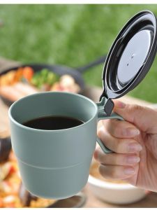 Microwave Safe Mug with Lid Outdoor Coffee Milk Cup Child Meal Cup Breakfast Single Person Food Cup Japanese Style Plastic Cup