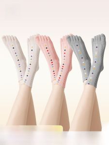 miiow | Womens Five-Finger Mid-Calf Socks Breathable Antibacterial Sweat Absorbent Cotton Blend Comfortable All-Season Solid Color Socks