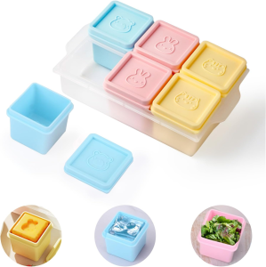 6-Cube Ice Tray Reusable Silicone Freezer Mold with Lid Large Square Freezer Tray for Soups Whiskey Chocolate Cocktails Bab