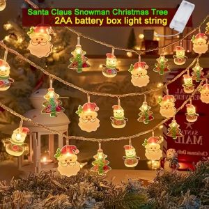 1PC 1.5M10LED Santa Claus Snowman Christmas Tree Light Stringpowered by AA batteriesExcluding BatteryChristmas Decoration ﻿