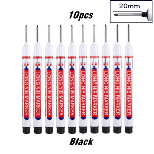 10Pcs/Set 20mm Deep Hole Long Nib Head Marker For Metal Perforating Pen Waterproof Bathroom Woodworking Decor Multi-Purpose Tool