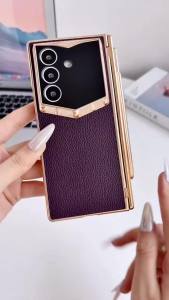 CHUBAN | Leather Electroplating Hinge Protection Case Full Cover For Samsung Galaxy Z Fold 8 Ultra 7 6 Front Screen Protector Phone Shell