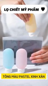 SÉT 3 LỌ CHIẾT MỸ PHẨM ĐI DU LỊCH KÈM TÚI ZÍP XIN SÒ - màu ngẫu nhiên