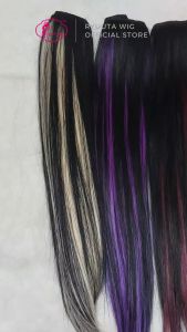 Ryuuta Wig Hair Clip Hair Extension Clip Hairclip Lurus Panjang 1L50 2 Tone Black Pink Red Burgundy Blonde Purple 50 cm