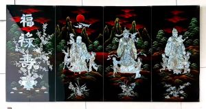 (Hàng đặt trước) Bộ Tranh sơn mài 4 tấm - PHÚC LỘC THỌ - Size 60x120 cm/ khảm cừ chìm / Ý Nghĩa - Phong Thủy