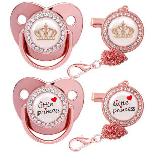 เด็กหรูหรา Pacifier พร้อมคลิป Pacifier ซิลิโคน BPA ฟรีทารกจุกนมสําหรับทารกแรกเกิดอาบน้ํา Gold Bling Dummy ผู้ถือจุกนมหลอก