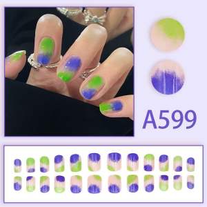 KUKU 4 - 24 Pcs Kuku Palsu Pendek Tahan Air Fake Nails Art Tahan Lama Free Lem Jelly