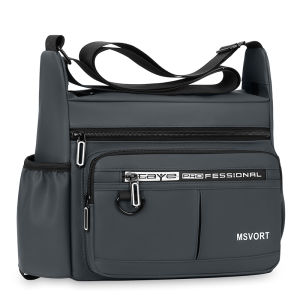 Casual Large Capacity Mens Crossbody Bag Business Single Shoulder Backpack Nylon Material Zipper Closure Pure Color Leisure Style