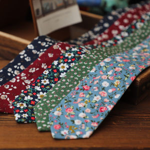 Doris.TD Mens and Womens Vintage Narrow Cotton Print Tie 6CM Casual Small Floral Pattern Necktie Gift Box Packaging