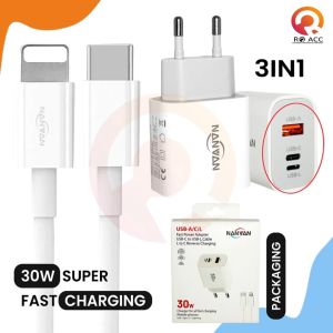[RO ACC] NANVAN CHARGER CASAN 30W 3 USB NVN-PTC13 TYPE TIPE C TO 8 PIN FOR IPHONE / SAMSUNG / OPPO / VIVO / XIAOMI / REALME