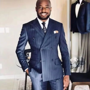 Classic 2 Piece Striped Suits for Men Slim Fit Mens Blazer with Pant Sets Wedding Groom Tuxedo Prom Male Suit Costume Homme
