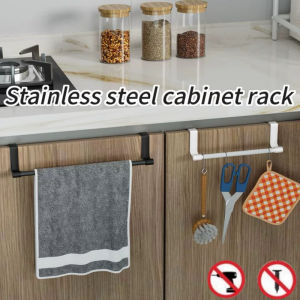 Towel Rack Door Hanger Shelf Over Door Towel Bar Hanging Holder Stainless Steel Bathroom Kitchen Cabinet Shelf Bathroom Hardware