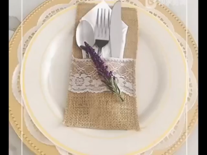 10pcs Natural Burlap Cutlery Bag 11*21cm Burlap Cutlery Holder Cutlery Pouch Bag For Knife&Fork