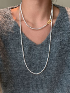 CAFFTI | Long Double Ring Pearl High-end Lightweight Luxury Double Layered Necklace