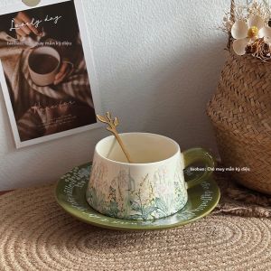 Bộ Cốc và Dĩa Sứ Hoa Lily-of-the-Valley Phong Cách Pháp Cổ Điển