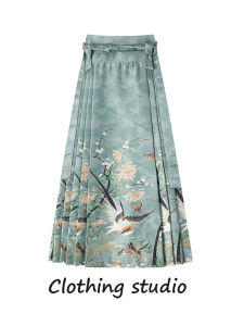 Váy Xếp Ly Cạp Cao Phong Cách Trung Hoa Mới Mùa Hè Cho Nữ Váy Midi Dáng Chữ a Xếp Ly Nhiều Lớp Cho Phụ Nữ Ngoại Cỡ