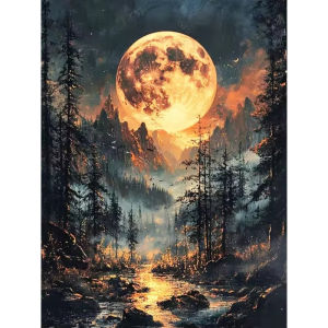 Scenic Moon Mountain Tree Landscape Jigsaw Puzzle 500/1000/1200/2000PCS Stress Relief Puzzle Wall Art Decor Gift