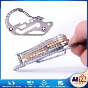 Outdoor EDC Stainless Steel Multifunctional Climbing Button Carabiner Key Chain Quick Hanging Key Storage Clip Waist of Trousers Hanging Buckle Tool