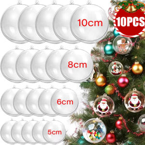 【88HomeStore】10/5 Pcs Christmas Transparent Ball Plastic Christmas Trees Open Ball Box Bauble Ornament Wedding Gift Present Party Home Decoration