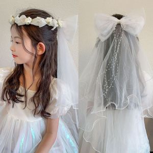 Princess Girl Fairy Ring Headwear Baby Girl Floral Hairpin Toddler Princess Skirt Veil Cute Childrens Accessory Baby Headband