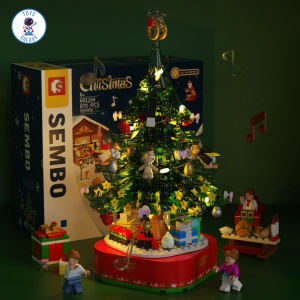 Đồ Chơi Lắp Ráp Noel Mô Hình Cây Thông Noel Đêm Giáng Sinh Hộp Nhạc Dây Cót Phát Sáng Merry Christmas 601164