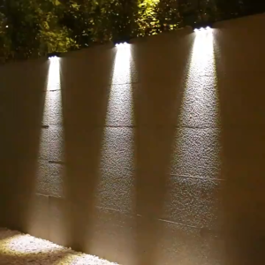 LED Solar Fence Lights Outdoor Lighting Tricolor/RGB Wall Light IP65 Waterproof Solar Lights High-Brightness Spotlight for Outside Backyard Railing Steps Patio
