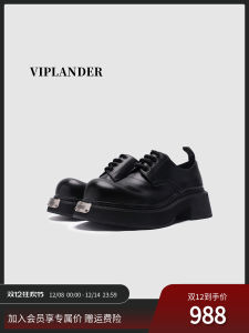 Viplander Mens ลำลอง หนัง รองเท้า Mickey Head Round Toe High เพิ่มพื้นยางด้านล่างหนา ทันสมัย All-Match รองเท้าดาร์บี้