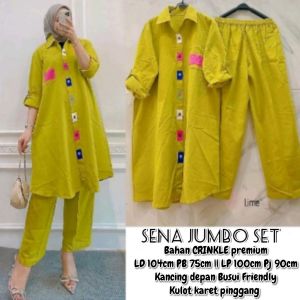 SENA JUMBO SET//Bahan CRINKLE//One Set Atasan+Celana kekinian//setelan muslimah terbaru